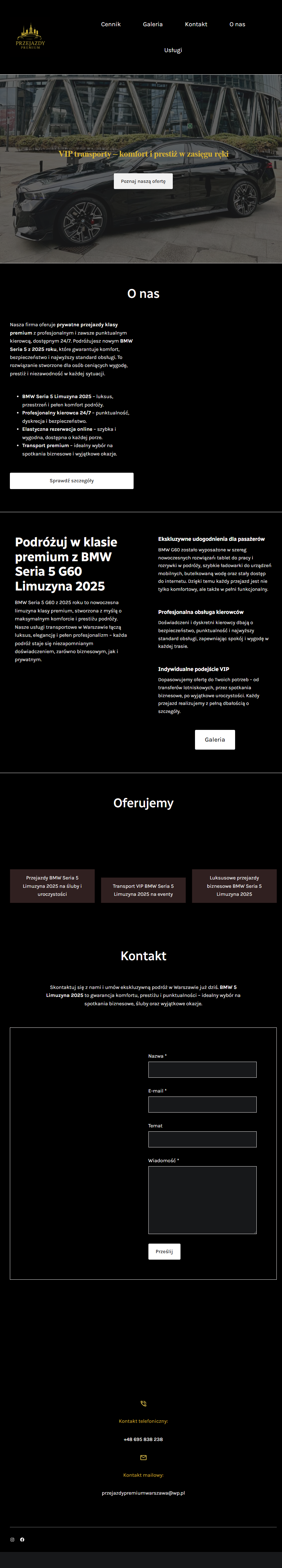 Strona premium transportu